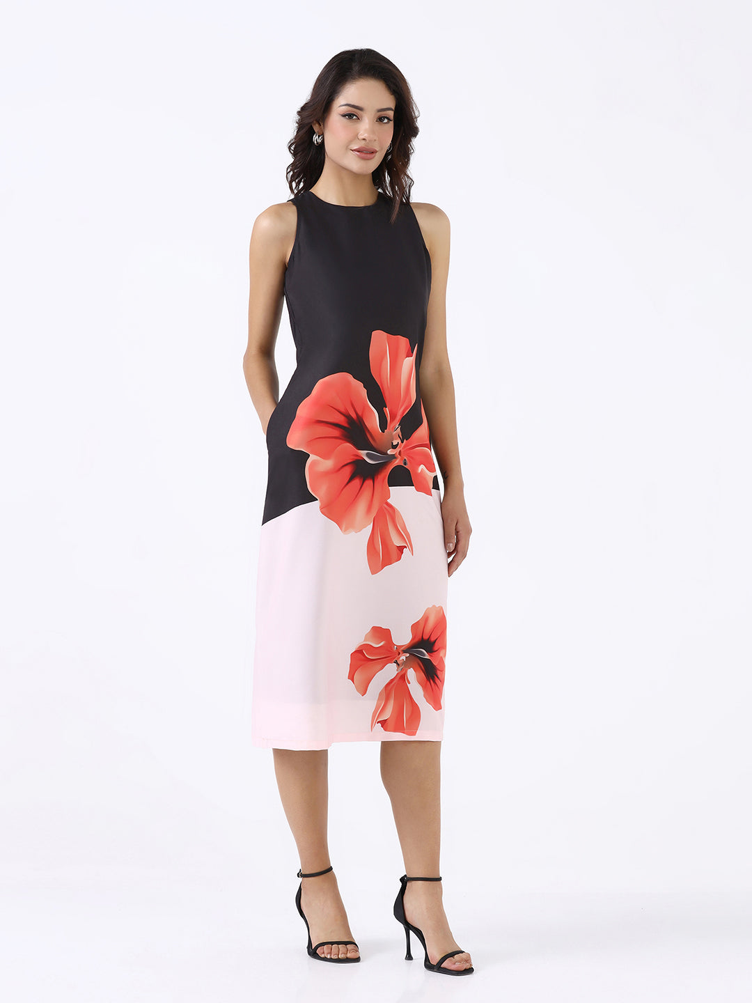 Women Black Midnight Bloom A-Line Dress