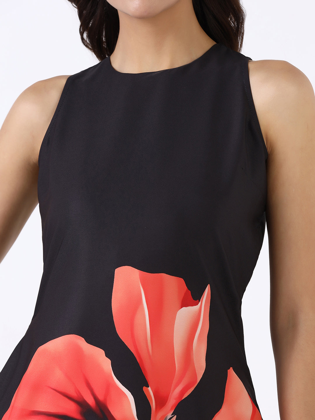 Women Black Midnight Bloom A-Line Dress