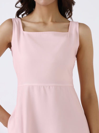 Women Peach Ombre Stretch Flared Midi Dress