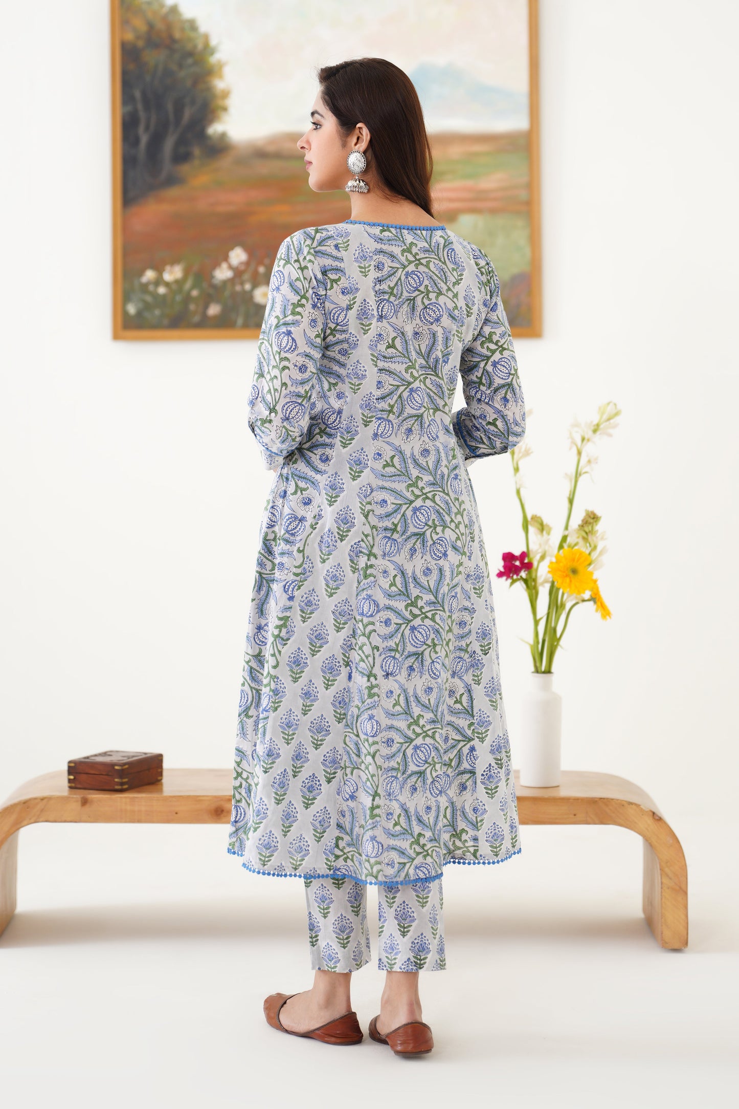 Murraya Blue Freesia Kalidaar Anarkali Set of 3