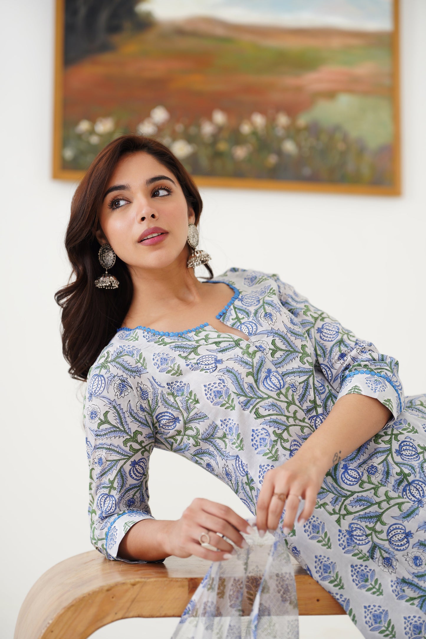 Murraya Blue Freesia Kalidaar Anarkali Set of 3