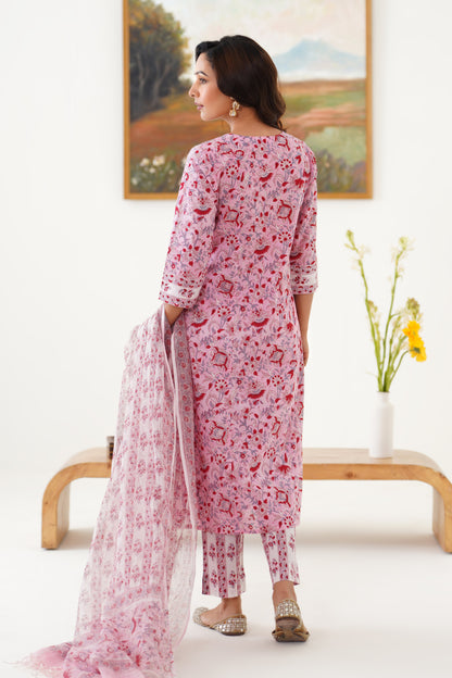 Murraya Pink Fiona Embroidered Kurta Set of 3