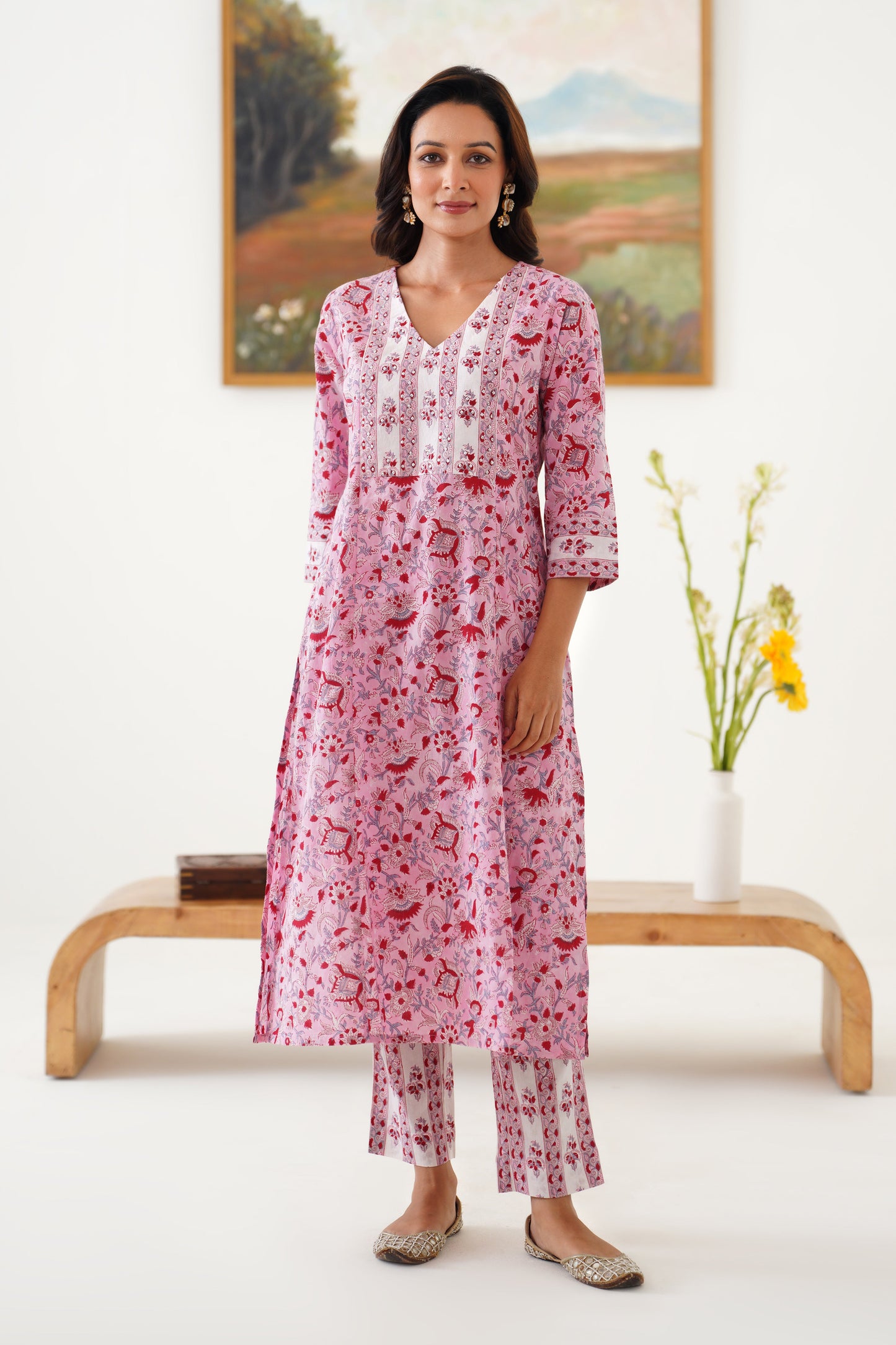 Murraya Pink Fiona Embroidered Kurta Set of 3