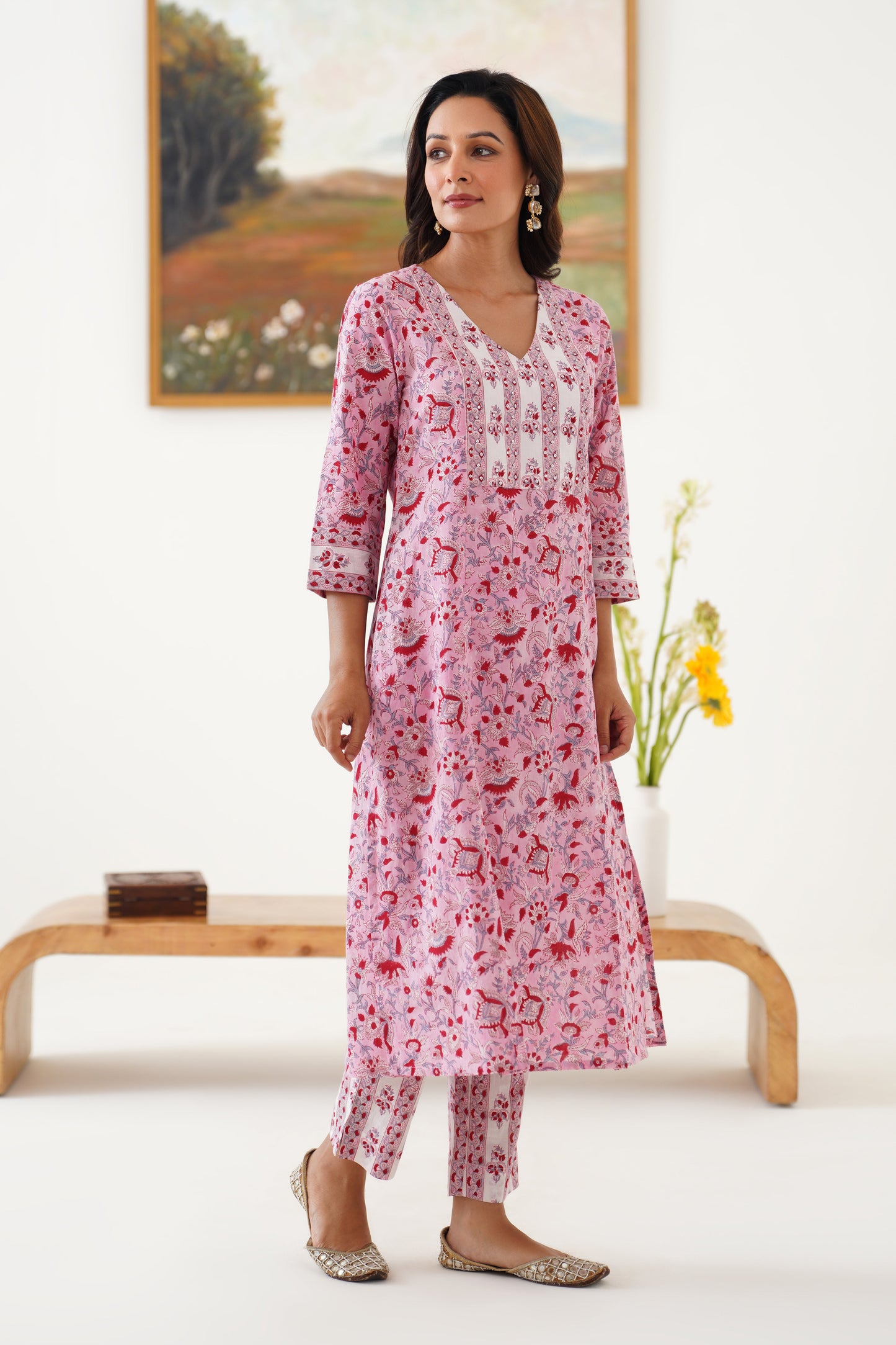 Murraya Pink Fiona Embroidered Kurta Set of 3