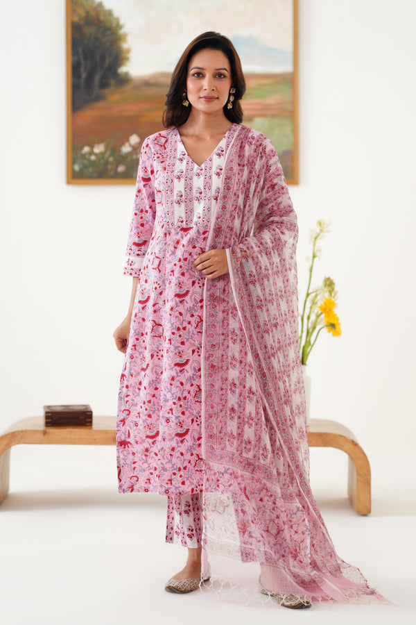 Murraya Pink Fiona Embroidered Kurta Set of 3
