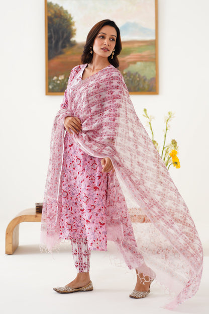 Murraya Pink Fiona Embroidered Kurta Set of 3