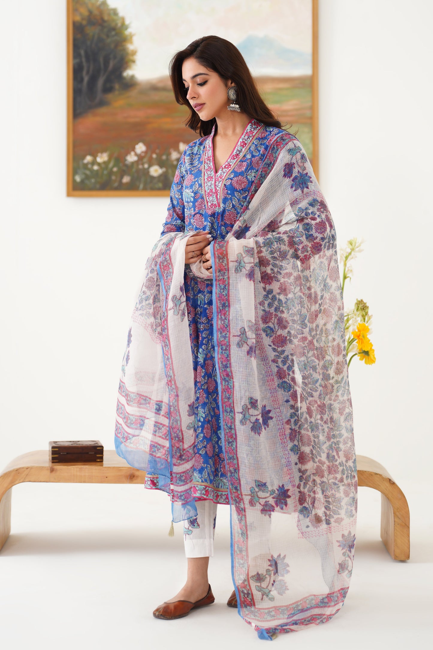 Murraya Blue Eliana Embroidered Anarkali Set of 3