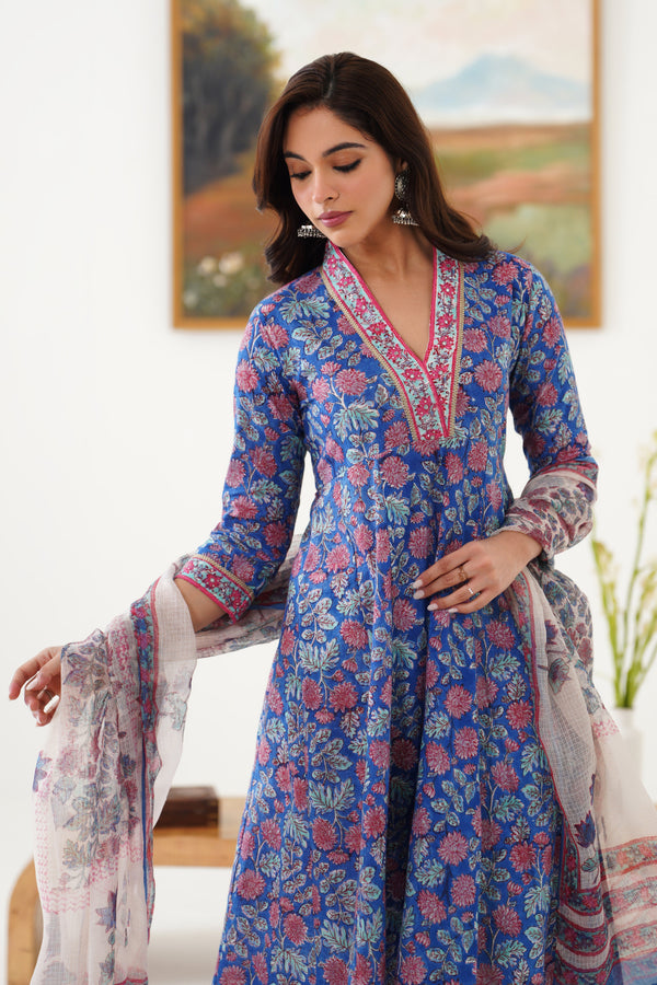 Murraya Blue Eliana Embroidered Anarkali Set of 3