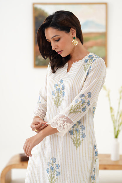 Murraya Blue Valerie Chanderi Kurta Set of 3