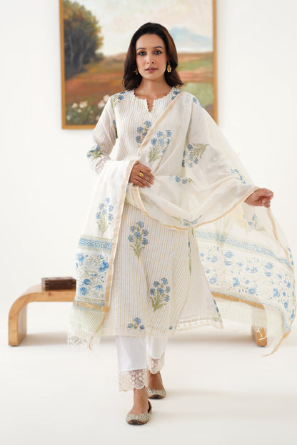 Murraya Blue Valerie Chanderi Kurta Set of 3