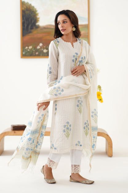Murraya Blue Valerie Chanderi Kurta Set of 3