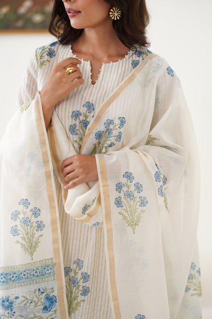 Murraya Blue Valerie Chanderi Kurta Set of 3