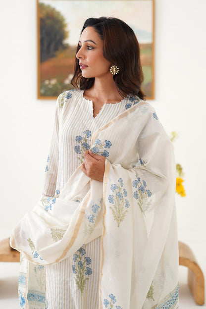 Murraya Blue Valerie Chanderi Kurta Set of 3