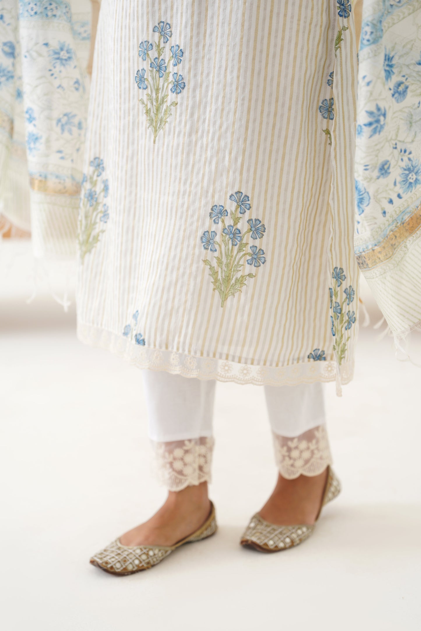 Murraya Blue Valerie Chanderi Kurta Set of 3