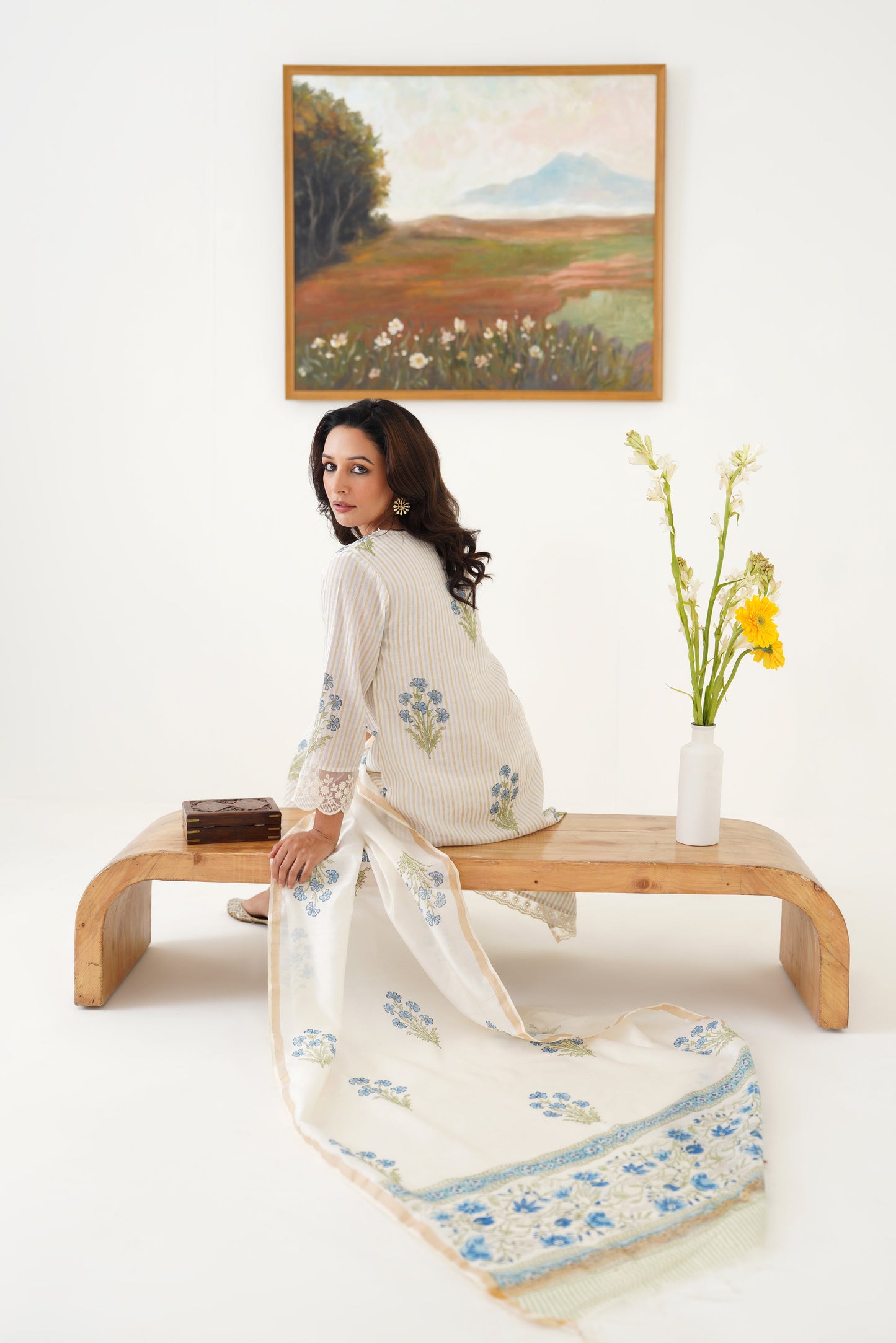 Murraya Blue Valerie Chanderi Kurta Set of 3