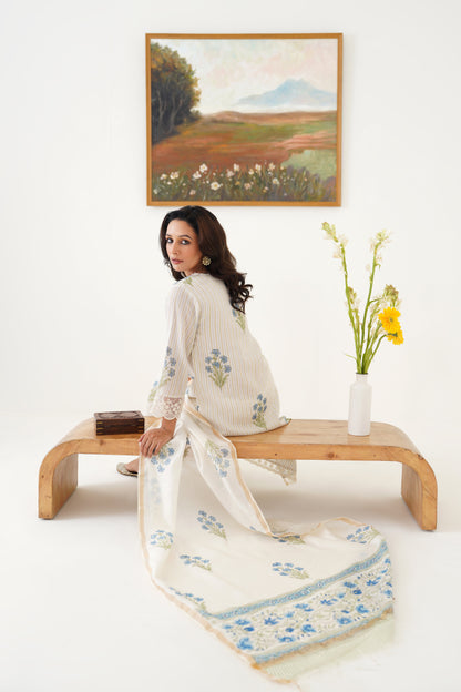 Murraya Blue Valerie Chanderi Kurta Set of 3