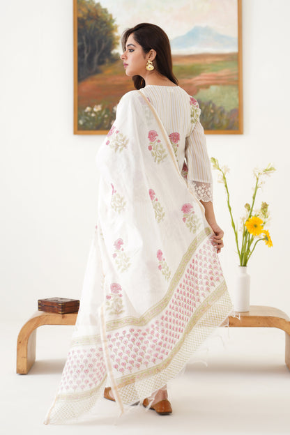 Murraya Pink Ophelia Chanderi Kurta Set of 3