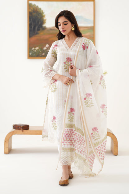 Murraya Pink Ophelia Chanderi Kurta Set of 3