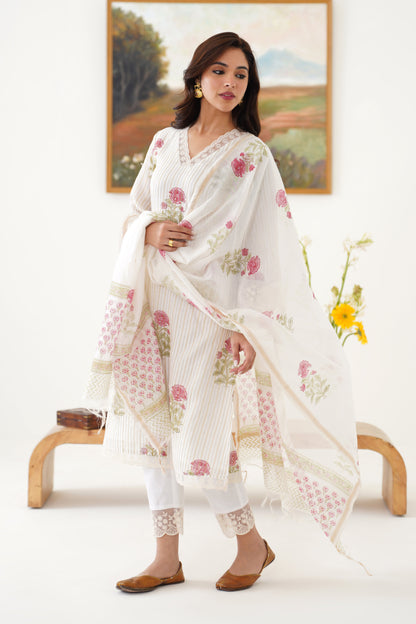 Murraya Pink Ophelia Chanderi Kurta Set of 3