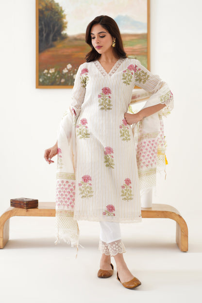 Murraya Pink Ophelia Chanderi Kurta Set of 3