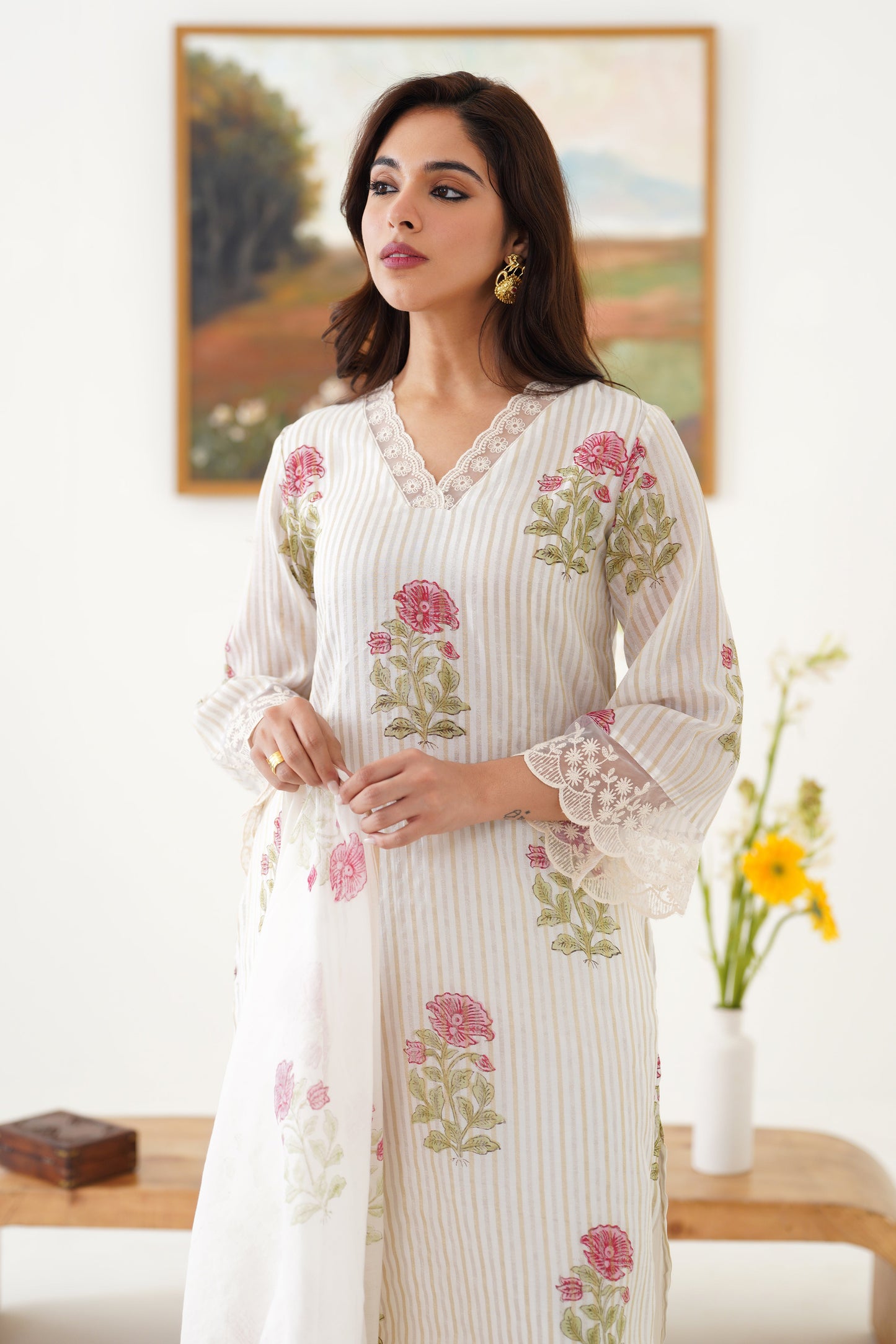 Murraya Pink Ophelia Chanderi Kurta Set of 3