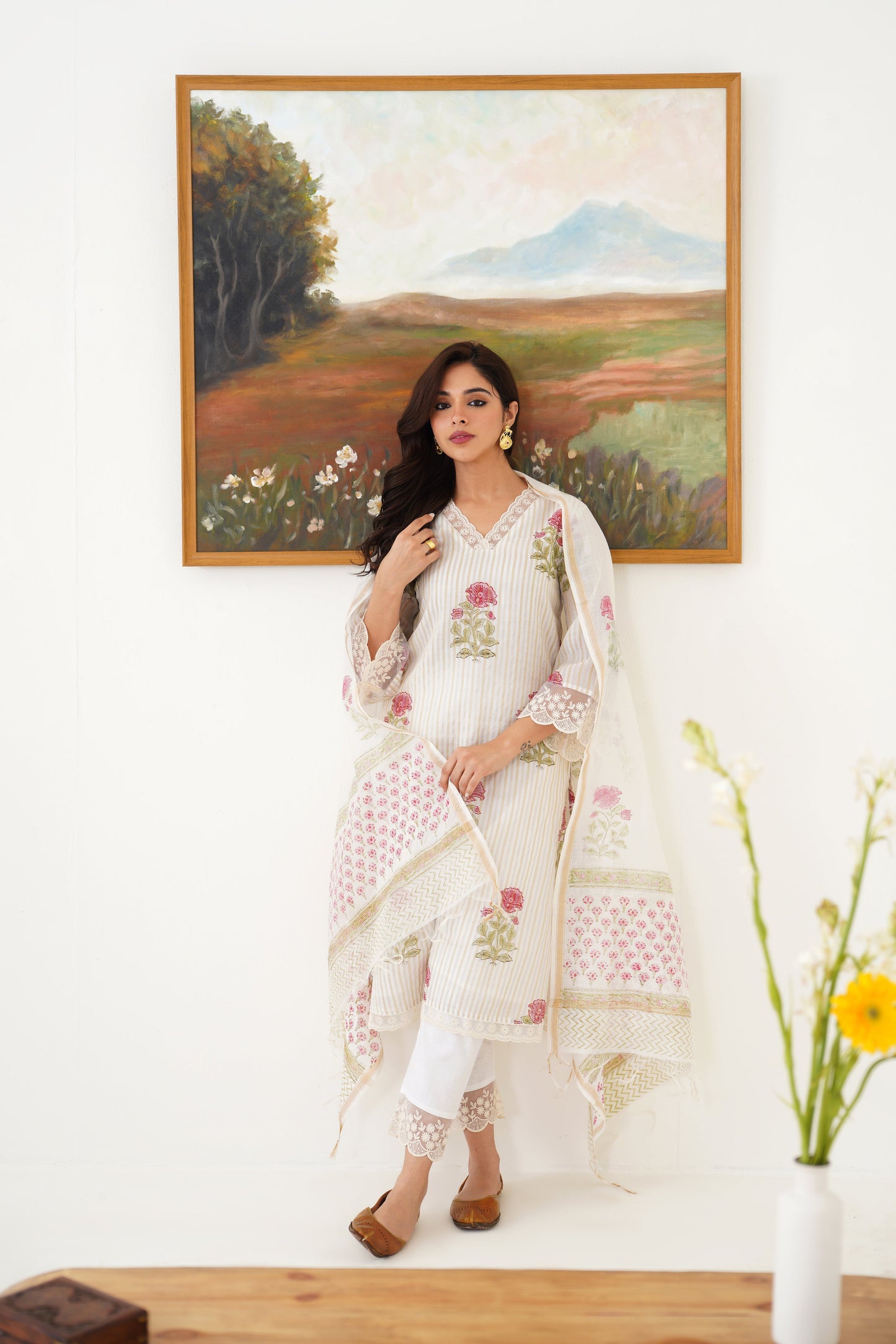 Murraya Pink Ophelia Chanderi Kurta Set of 3