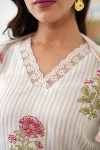 Murraya Pink Ophelia Chanderi Kurta Set of 3