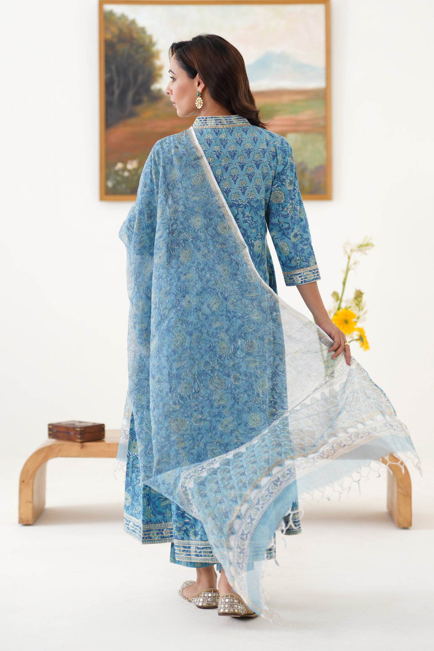 Murraya Blue Daphne Kalidaar Anarkali Set of 3