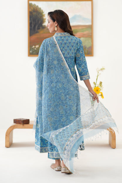 Murraya Blue Daphne Kalidaar Anarkali Set of 3