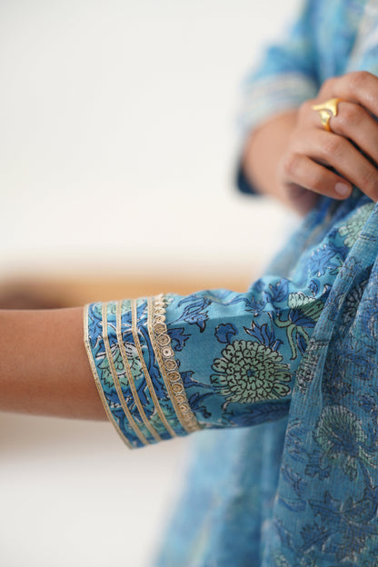 Murraya Blue Daphne Kalidaar Anarkali Set of 3