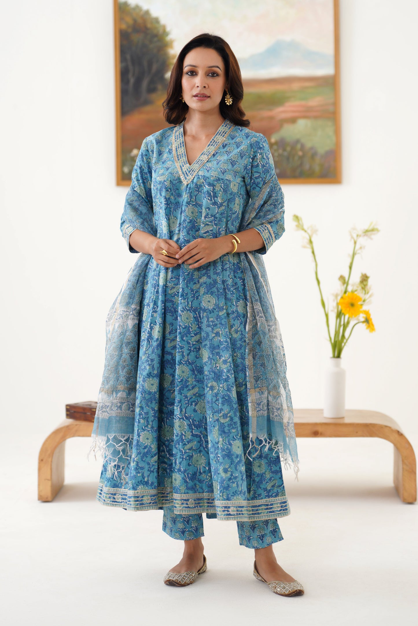 Murraya Blue Daphne Kalidaar Anarkali Set of 3