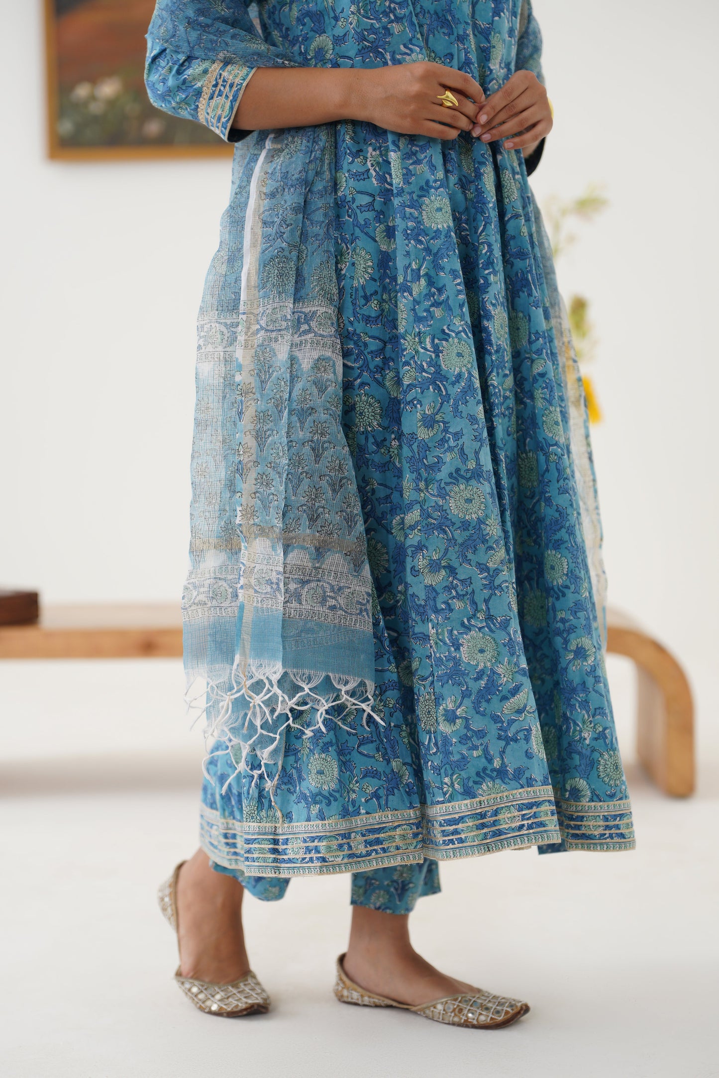 Murraya Blue Daphne Kalidaar Anarkali Set of 3