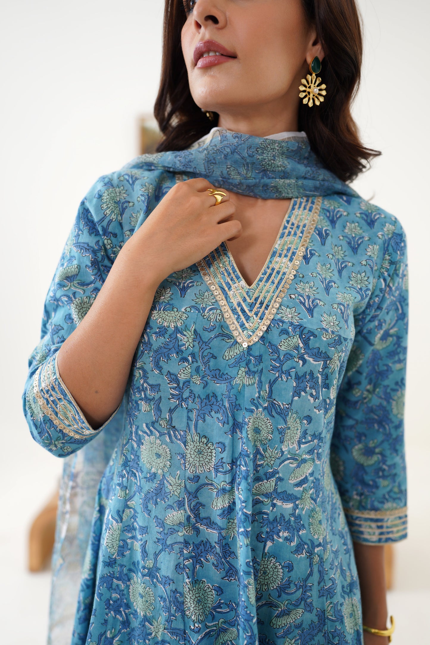 Murraya Blue Daphne Kalidaar Anarkali Set of 3