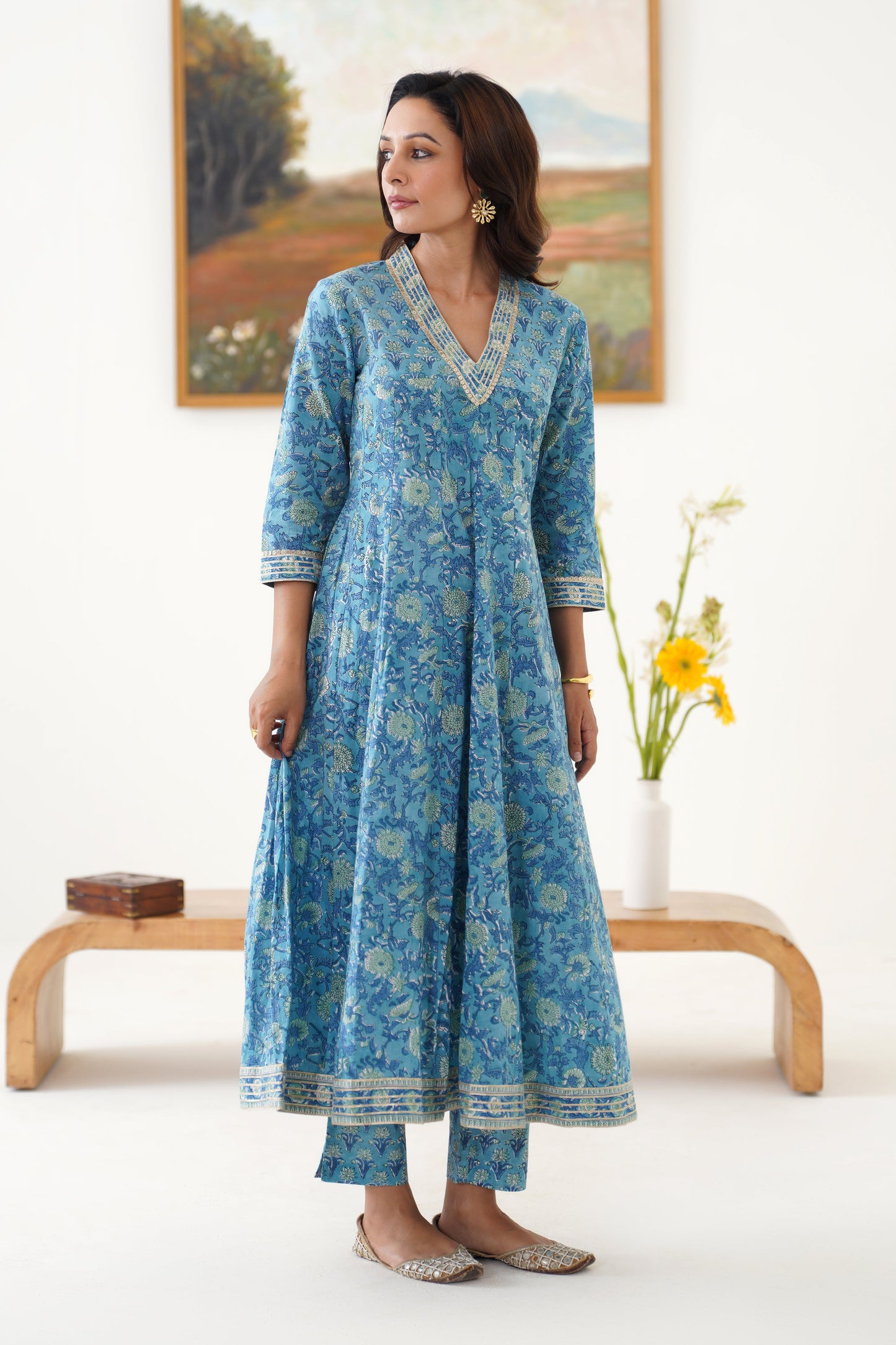 Murraya Blue Daphne Kalidaar Anarkali Set of 3