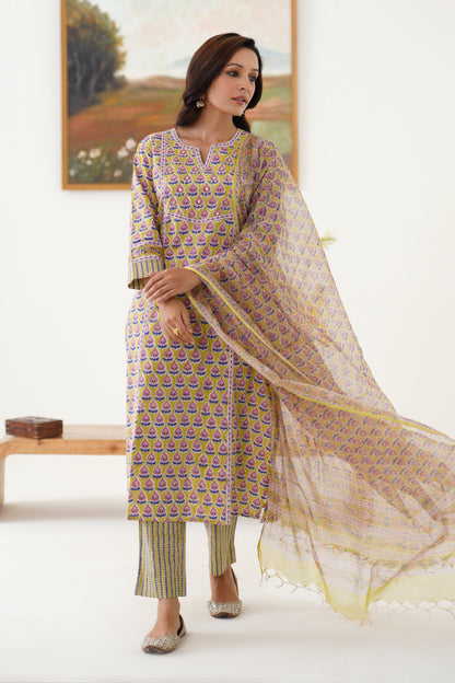 Murraya Green Kelsey Embroidered Kurta Set of 3