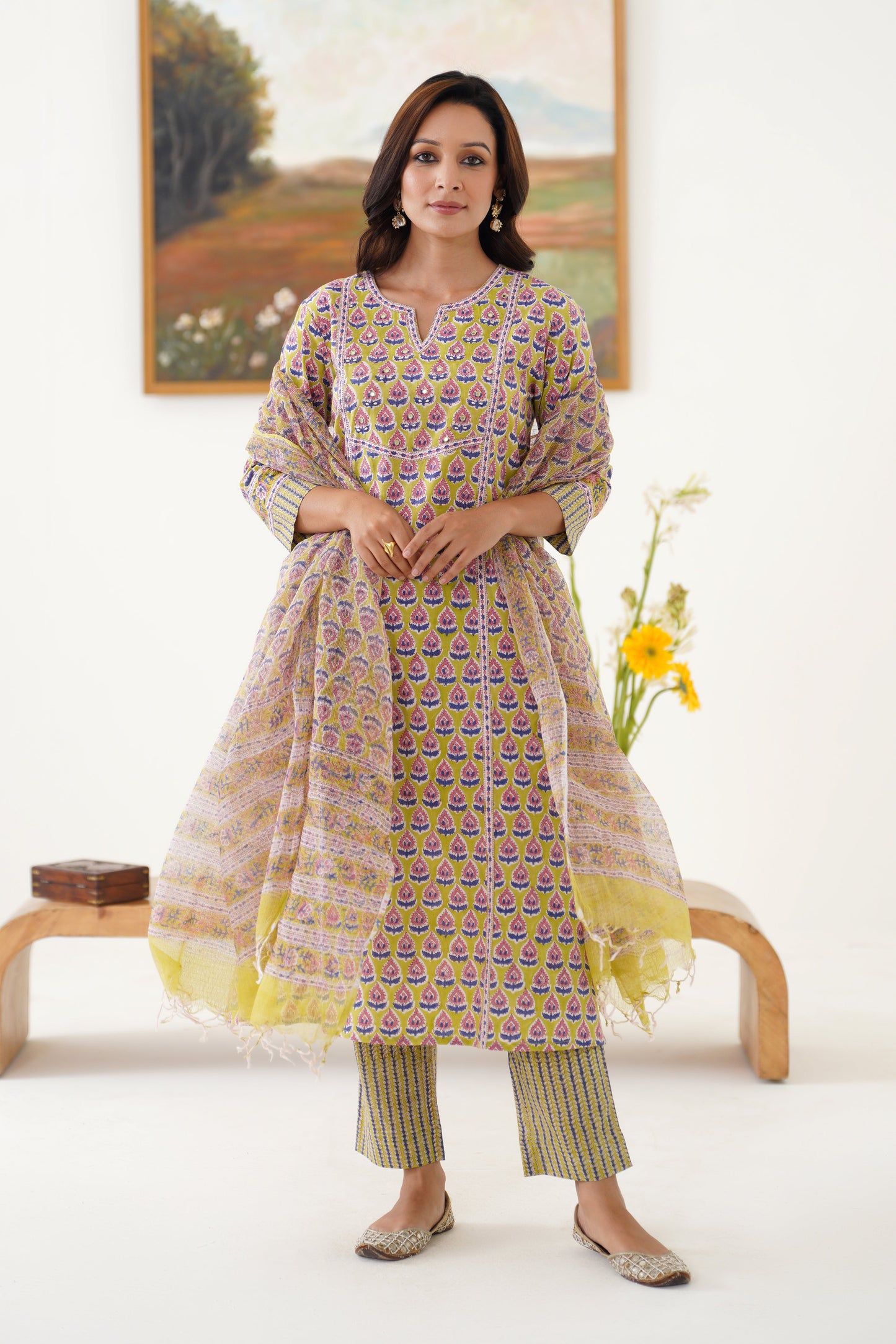 Murraya Green Kelsey Embroidered Kurta Set of 3