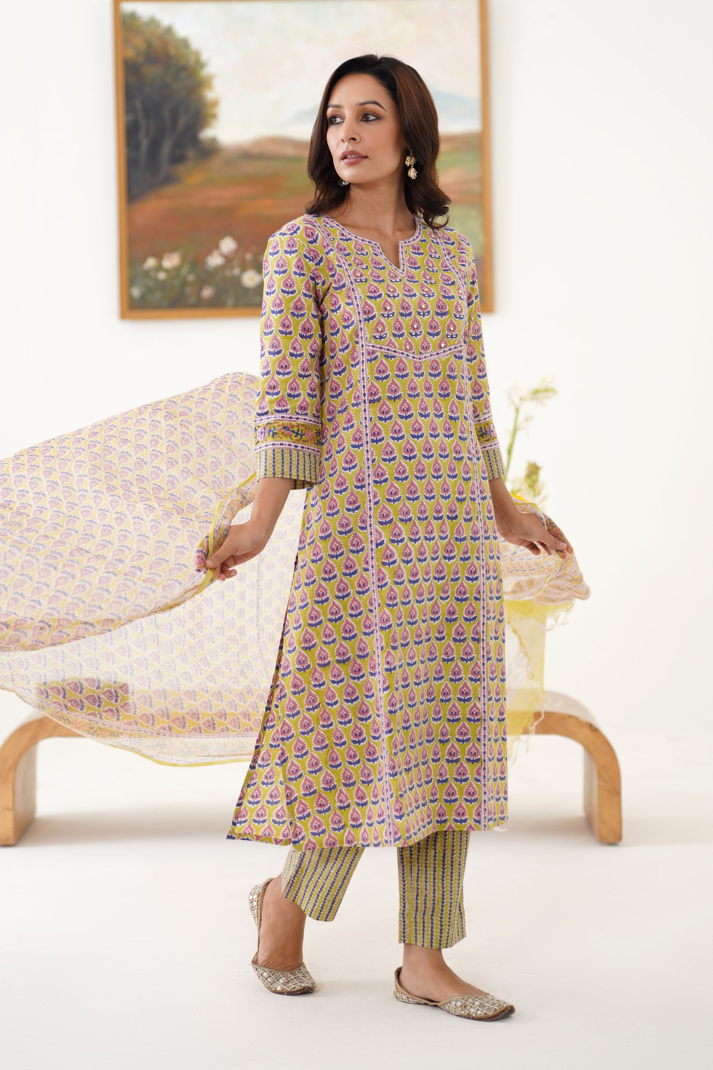 Murraya Green Kelsey Embroidered Kurta Set of 3