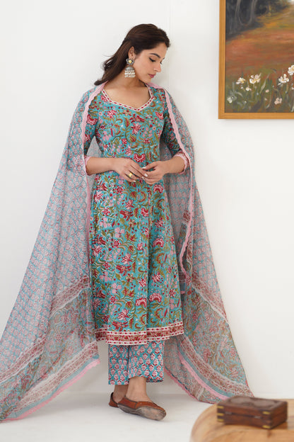 Murraya Blue Edith Anarkali Set of 3