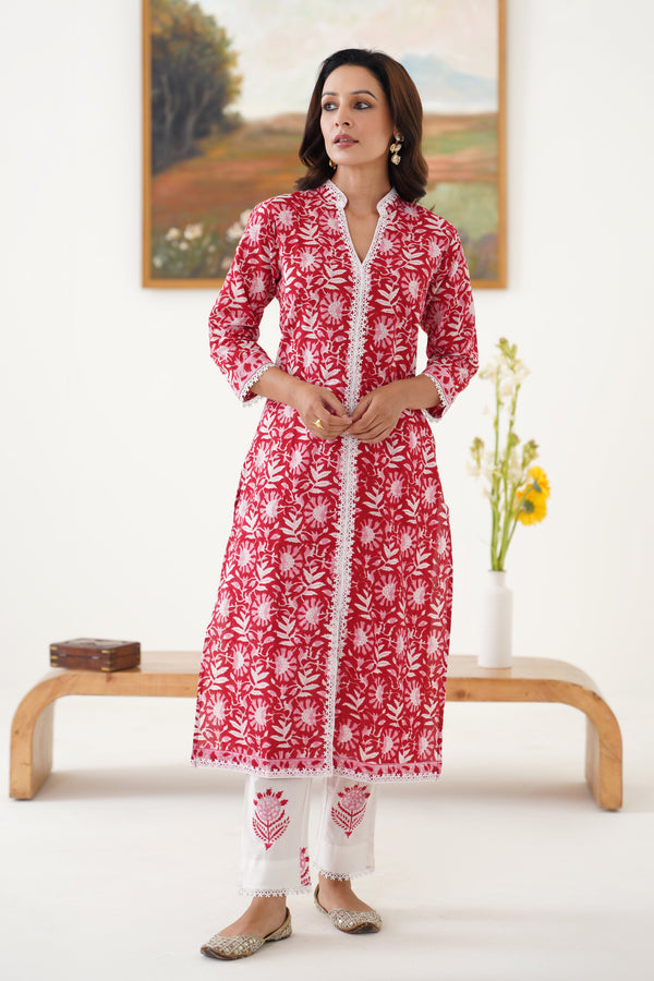 Murraya Red Rosemary Kurta Set of 3