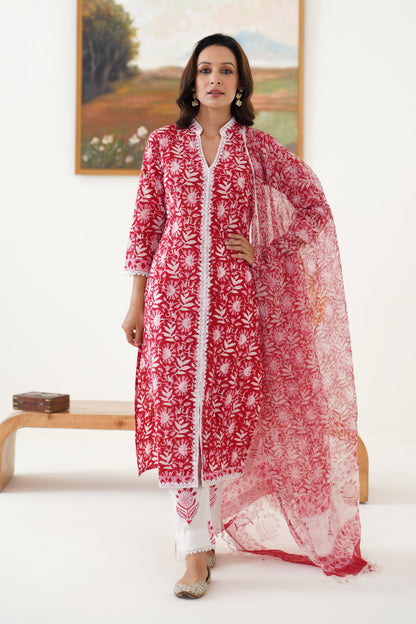 Murraya Red Rosemary Kurta Set of 3