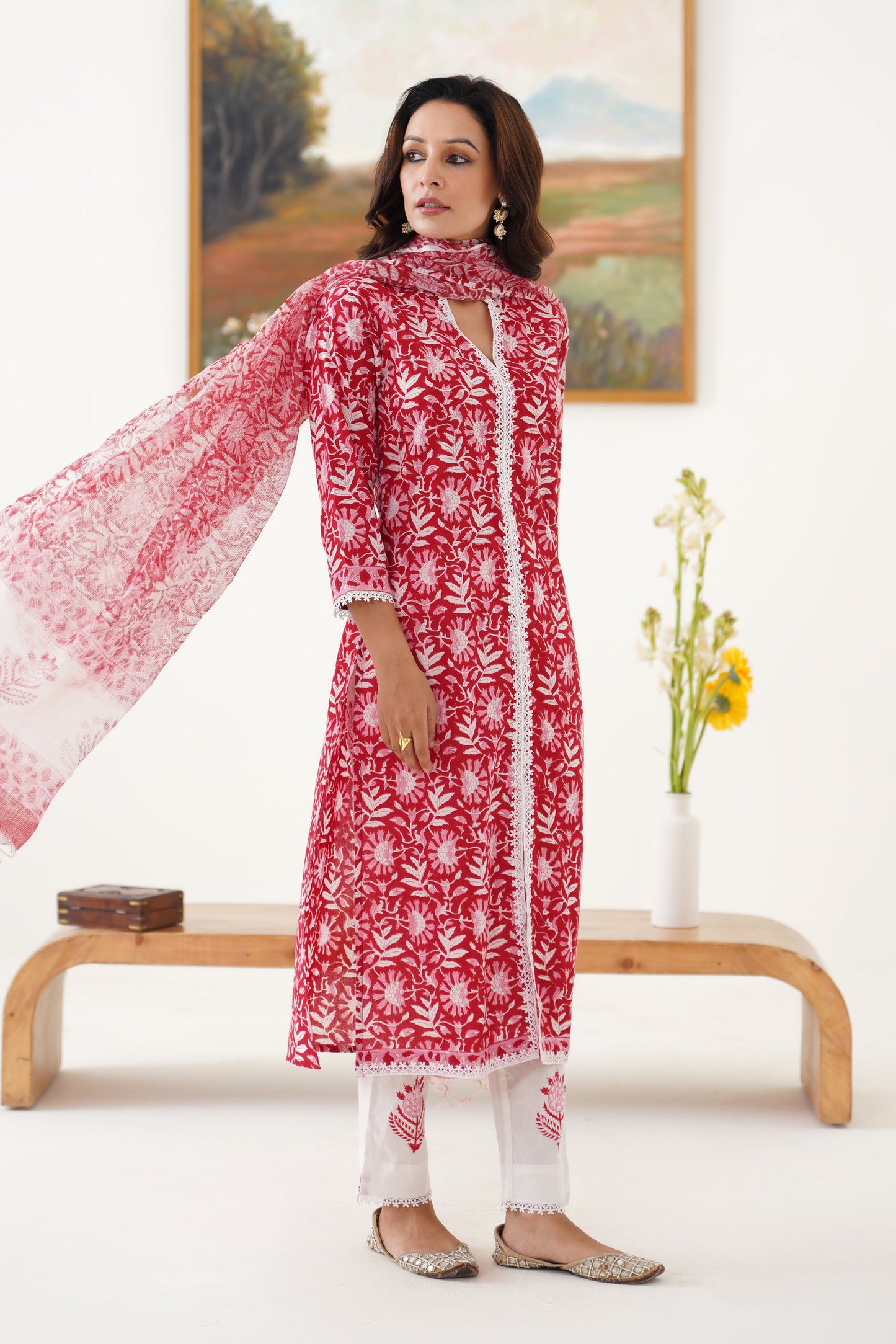 Murraya Red Rosemary Kurta Set of 3