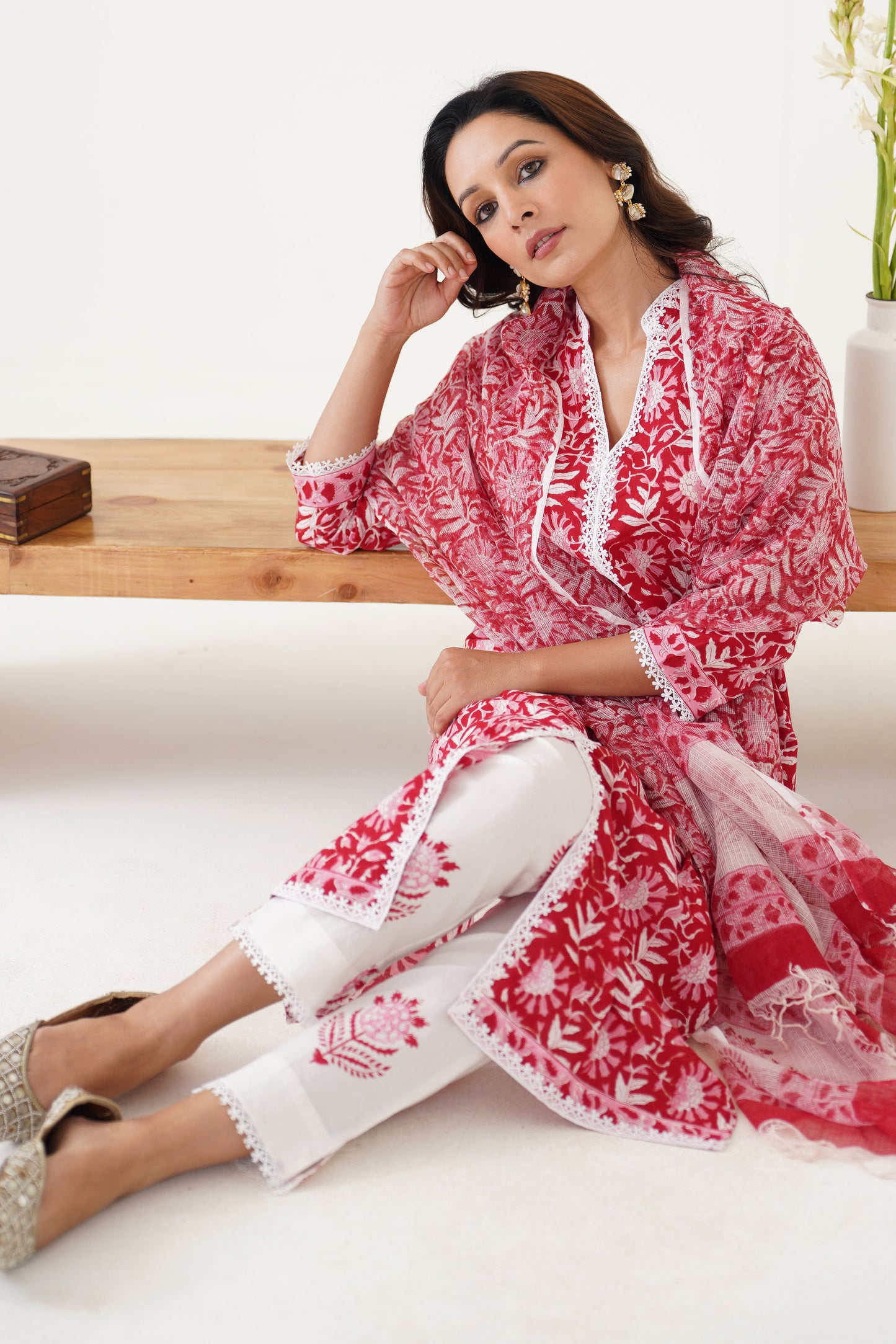 Murraya Red Rosemary Kurta Set of 3