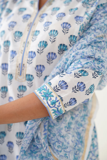 Murraya Blue Azalea Floral Kurta Set of 3