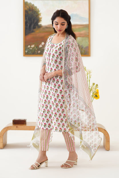 Murraya Pink Rosalyn Kurta Set of 3