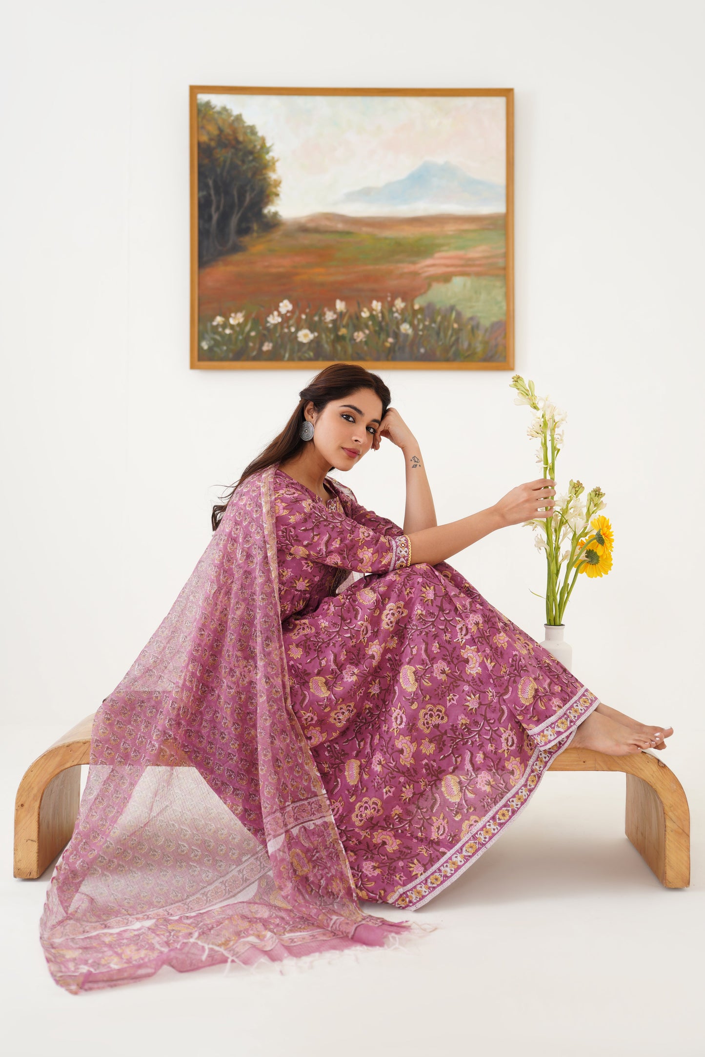 Murraya Purple Evelyn Embroidered Anarkali Set of 3