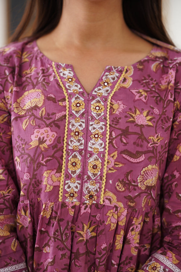 Murraya Purple Evelyn Embroidered Anarkali Set of 3