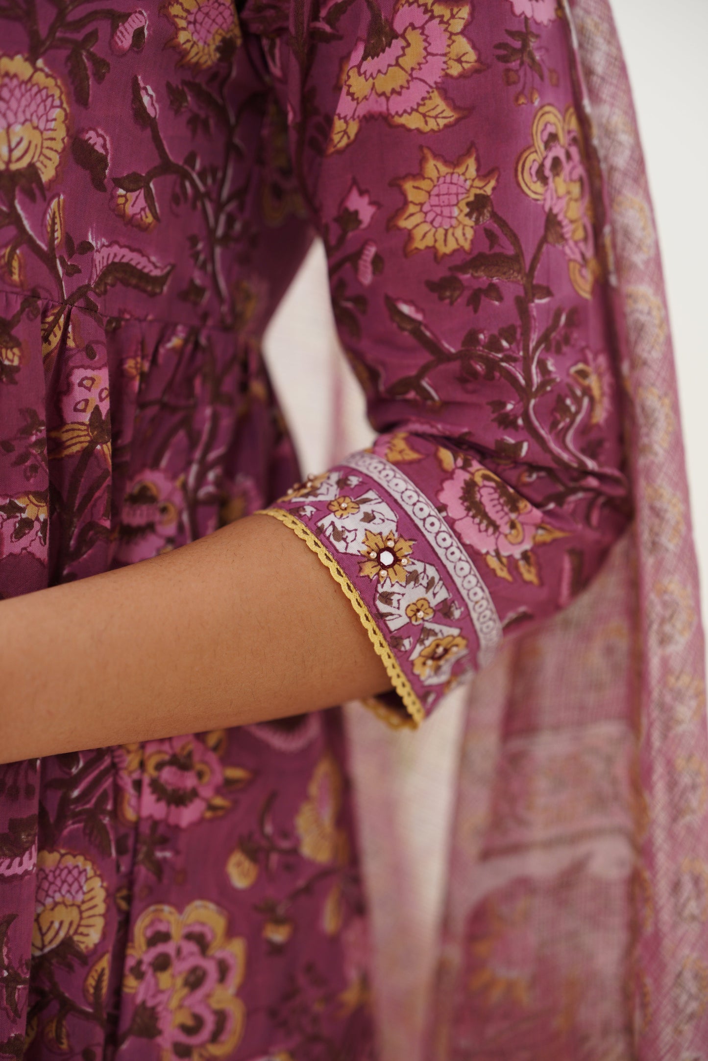 Murraya Purple Evelyn Embroidered Anarkali Set of 3