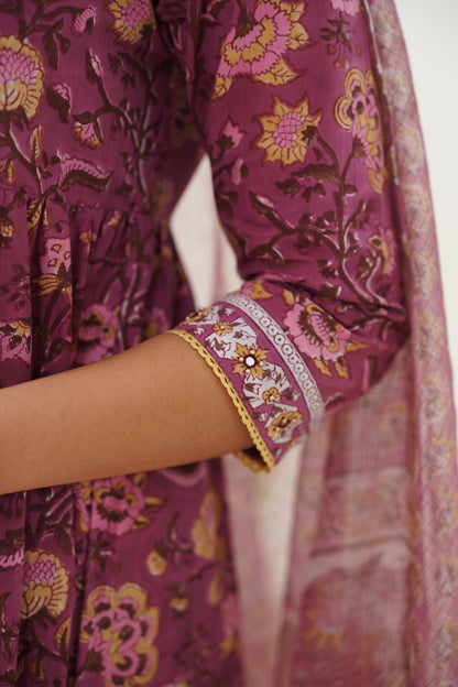 Murraya Purple Evelyn Embroidered Anarkali Set of 3