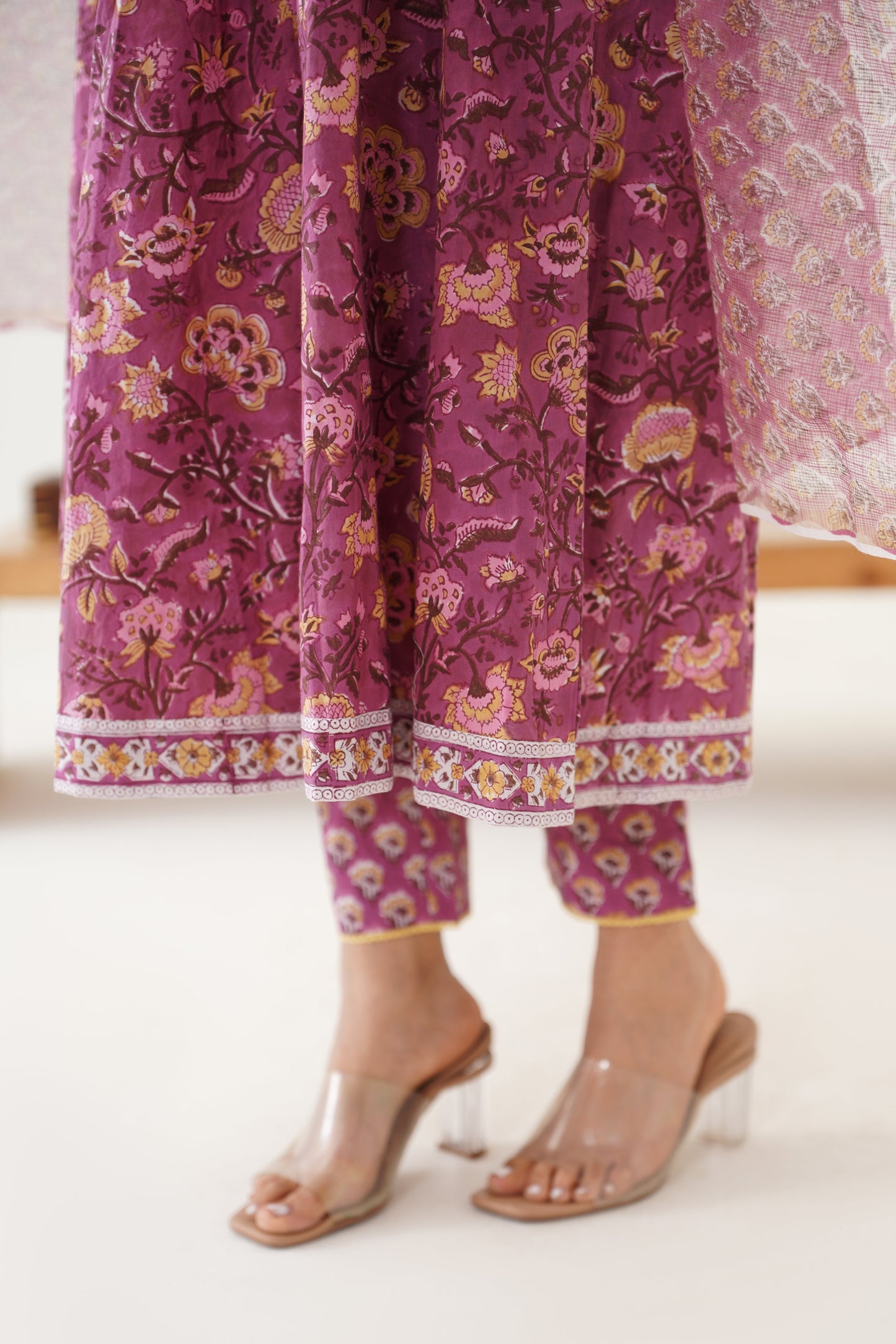 Murraya Purple Evelyn Embroidered Anarkali Set of 3
