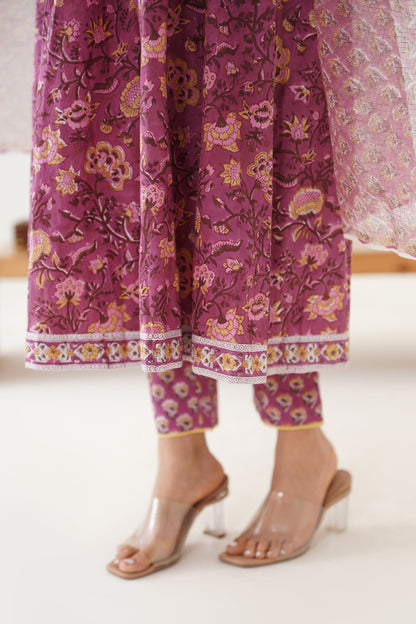 Murraya Purple Evelyn Embroidered Anarkali Set of 3